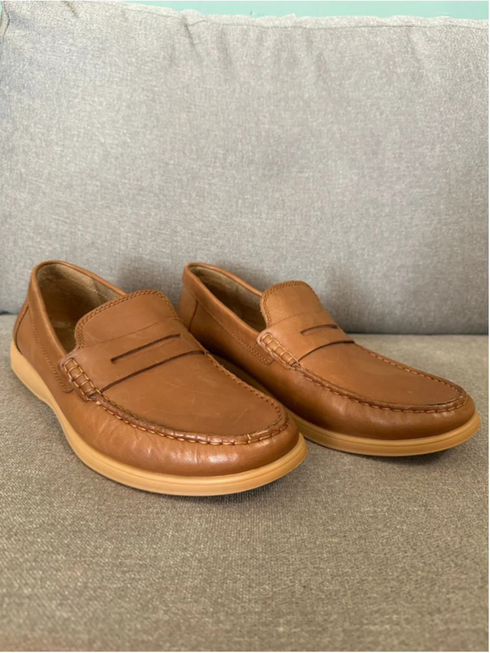 Stafford Brown Leather Penny Loafers Mens Size 12 Ortholite Insoles